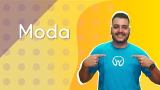 "Moda" escrito sobre fundo amarelo ao lado da imagem do professor