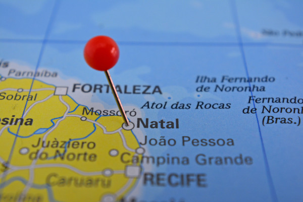 Localização de Natal, na região Nordeste do Brasil.