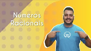 Professor ao lado do escrito "Números Racionais" em fundo amarelo.