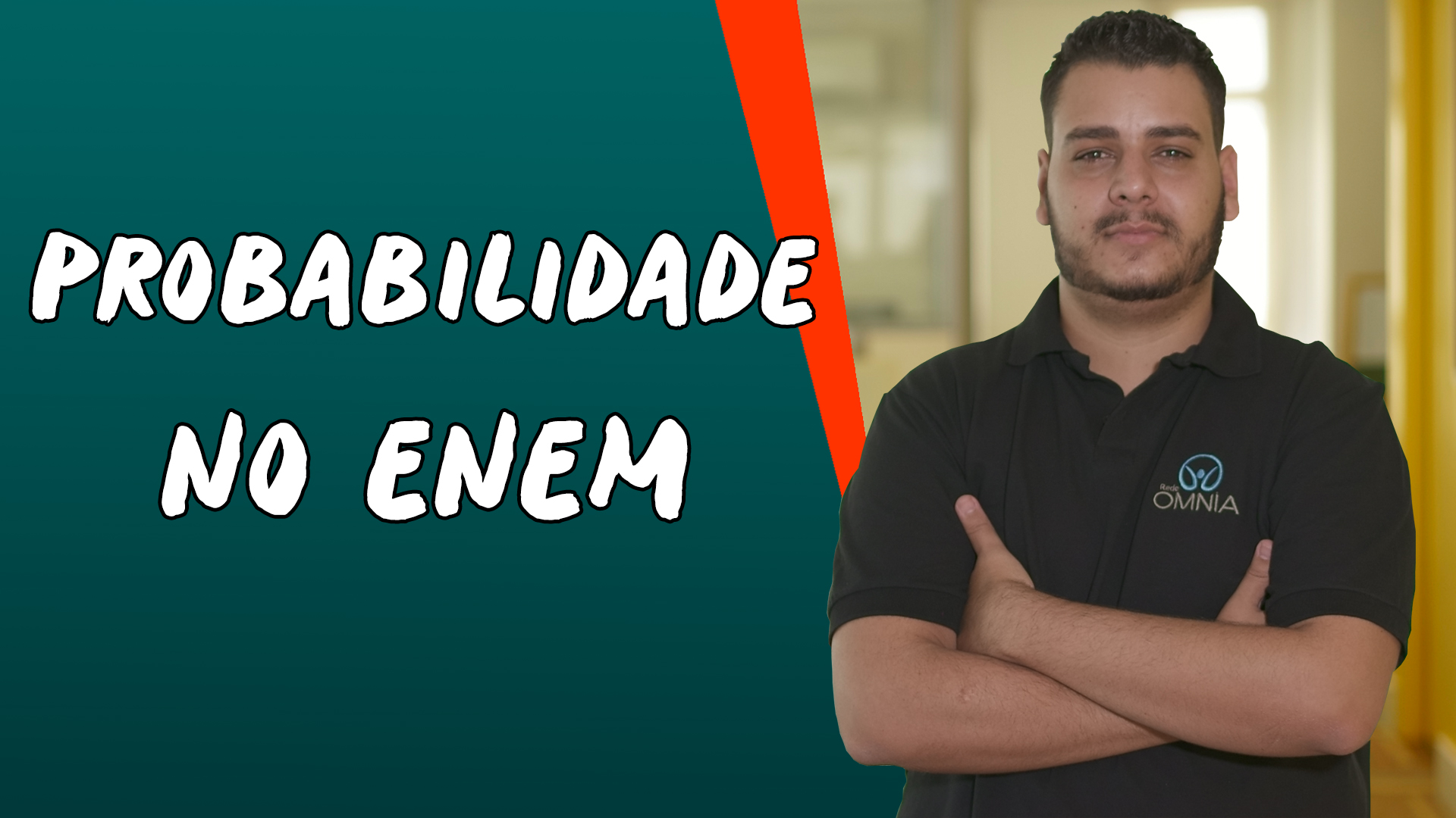 Professor ao lado do texto"Probabilidade no Enem".