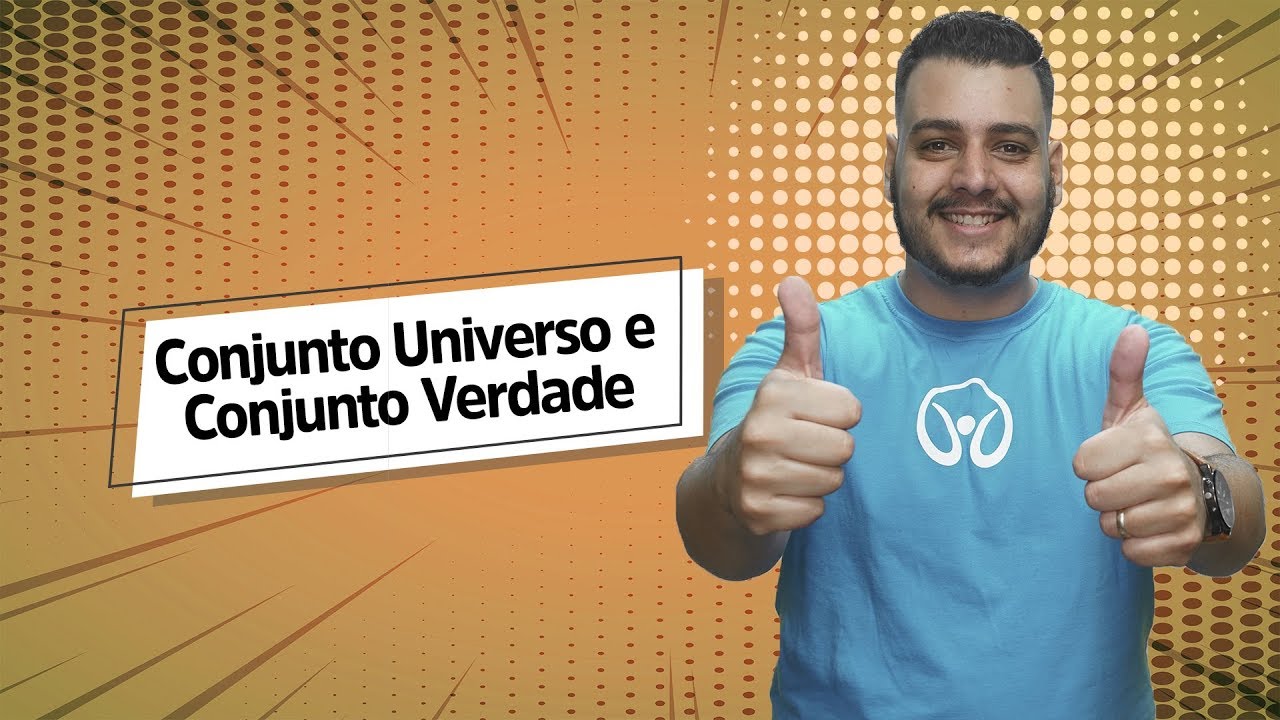 Professor ao lado do texto"Conjunto Universo e Conjunto Verdade".