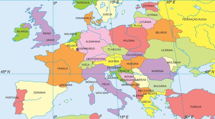 Mapa dos países da Europa. Mapa dos países da Europa.
