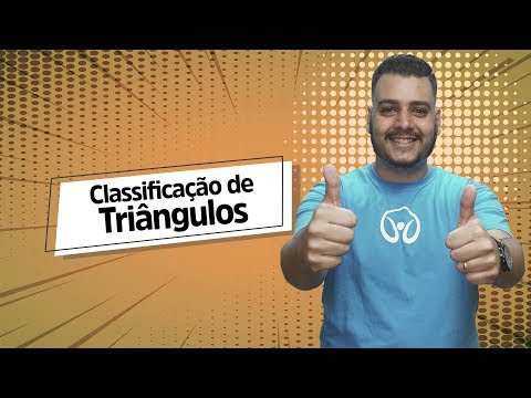 "Classificação de Triângulos" escrito sobre fundo laranja ao lado da imagem do professor